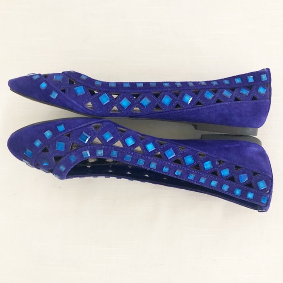 Gianini Bini blue laser cut jeweled flats - Picture 6 of 11